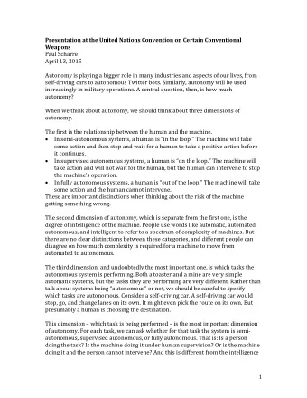 Presentation at the United Nations Convention on Certain Conventional  Weapons  Paul Scharre  April
