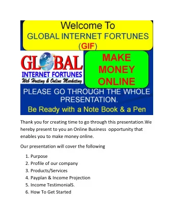 Thank you for creating time to go through this presentation.We  hereby present to you an Online