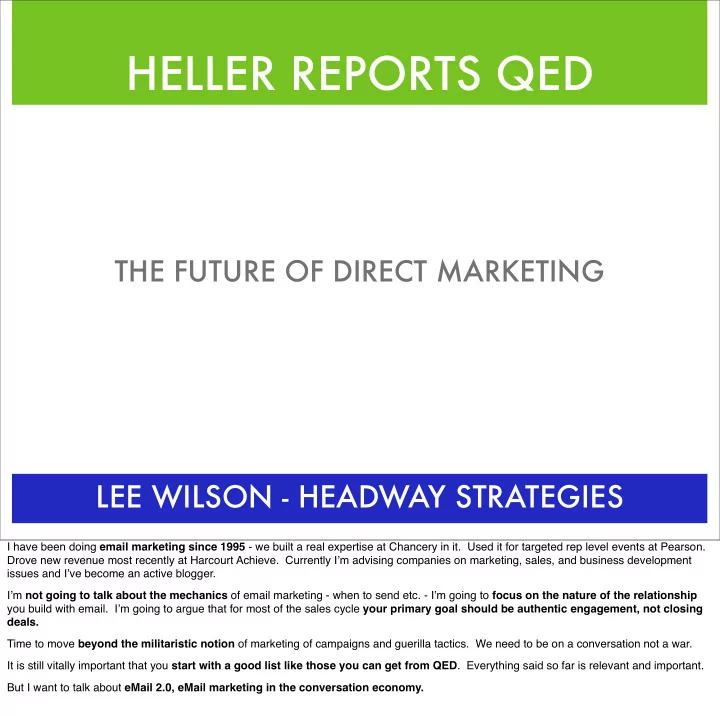 heller reports qed