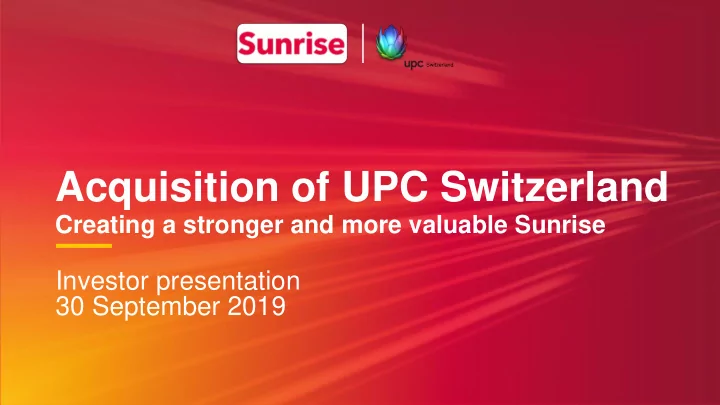 acquisition of upc switzerland
