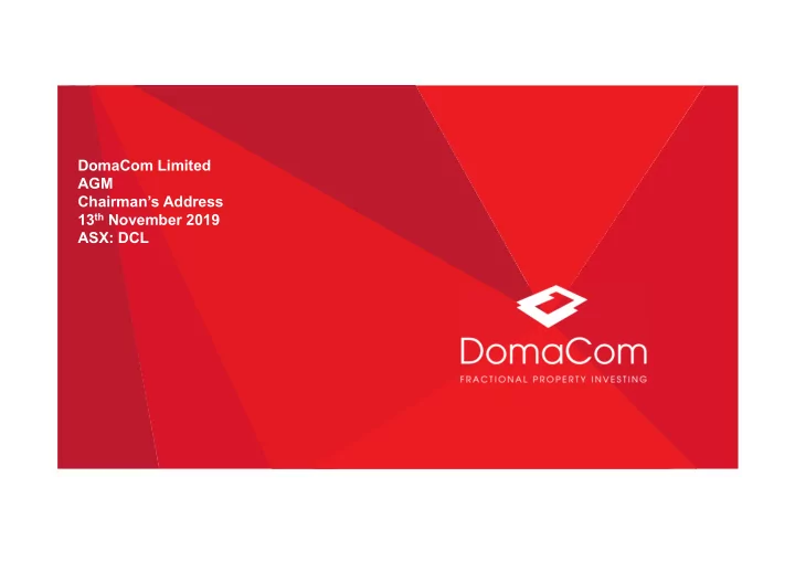 domacom limited agm chairman s address 13 th november