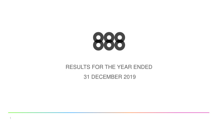 results for the year ended 31 december 2019
