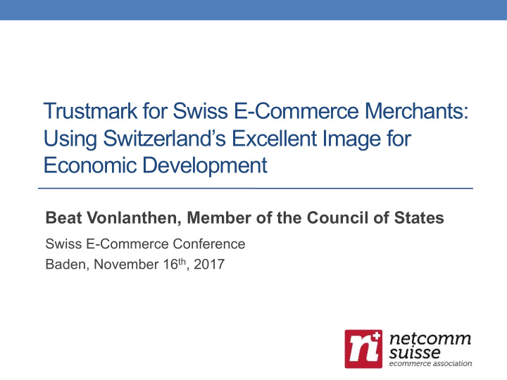 trustmark for swiss e commerce merchants using