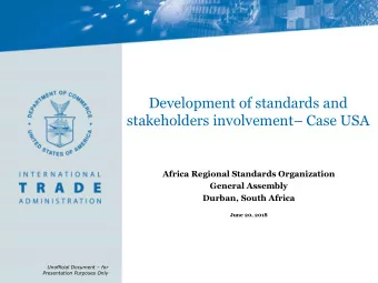 stakeholders involvement  Case USA  Africa Regional Standards Organization  General Assembly