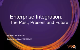 Enterprise Integration:  The Past, Present and Future  Senaka Fernando  Solutions Architect, WSO2