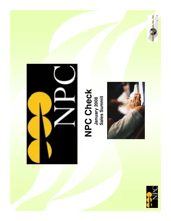 NPC Check  January 2008  Sales Summit  January 2008  Forecasted Consumer Spending Consumer Spending