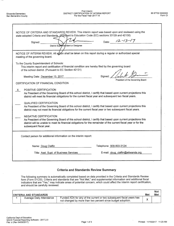 not criteria and standards continued met met 2 enrollment