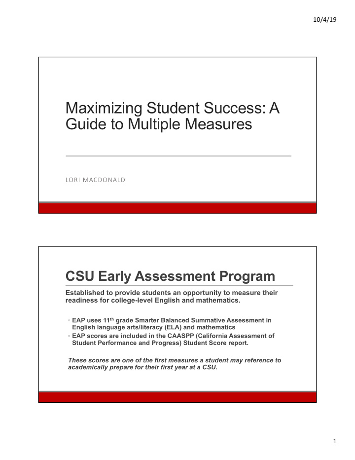 maximizing student success a guide to multiple measures