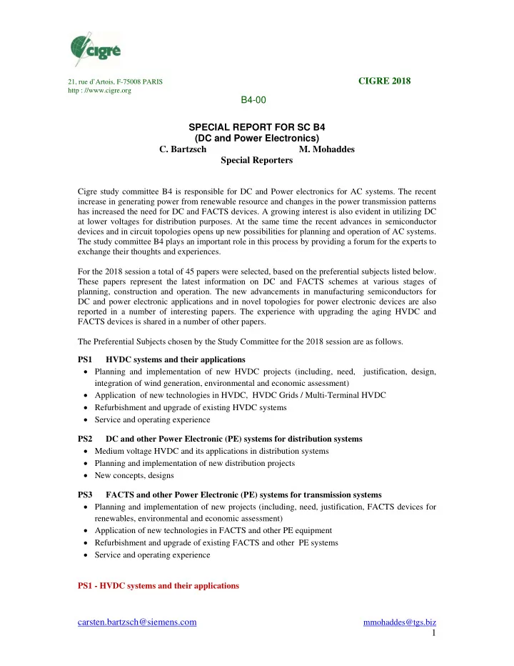 cigre 2018 21 rue d artois f 75008 paris http cigre org