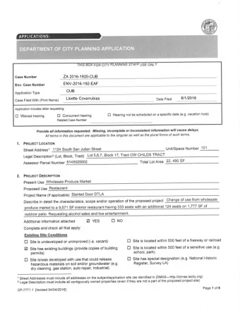 ZA 2016-1920-CUB  ENV-2016-192-EAF  CUB  6/1/2016  Lisette Covarrubias  CONDITIONAL USE A T T A C H