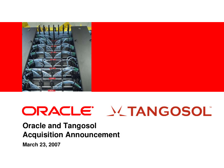oracle and tangosol acquisition announcement