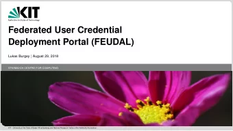 Federated User Credential  Deployment Portal (FEUDAL) Lukas Burgey | August 29, 2018  STEINBUCH