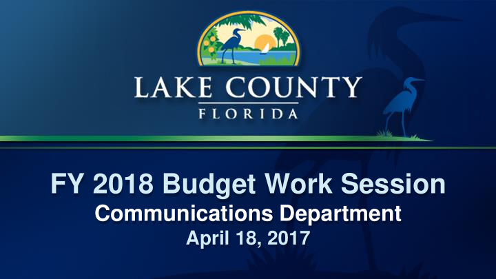 fy 2018 budget work session