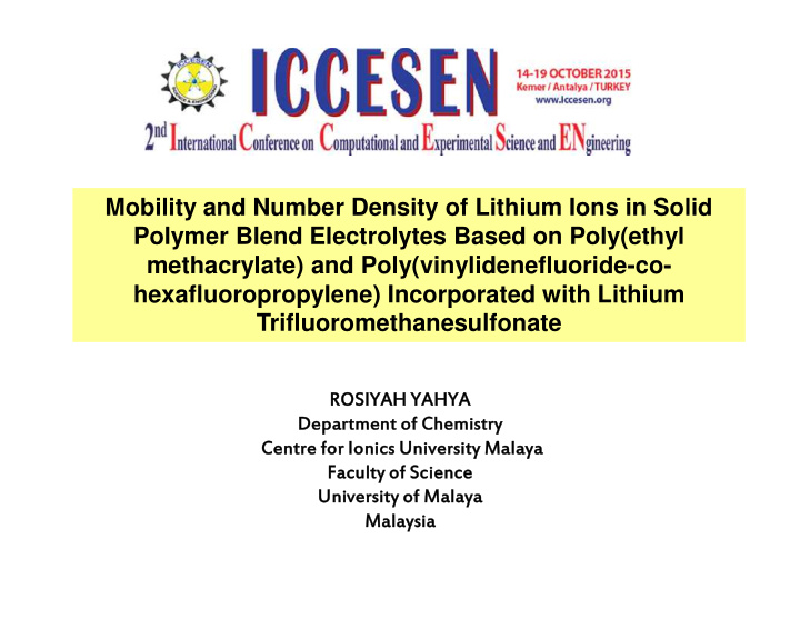 mobility and number density of lithium ions in solid