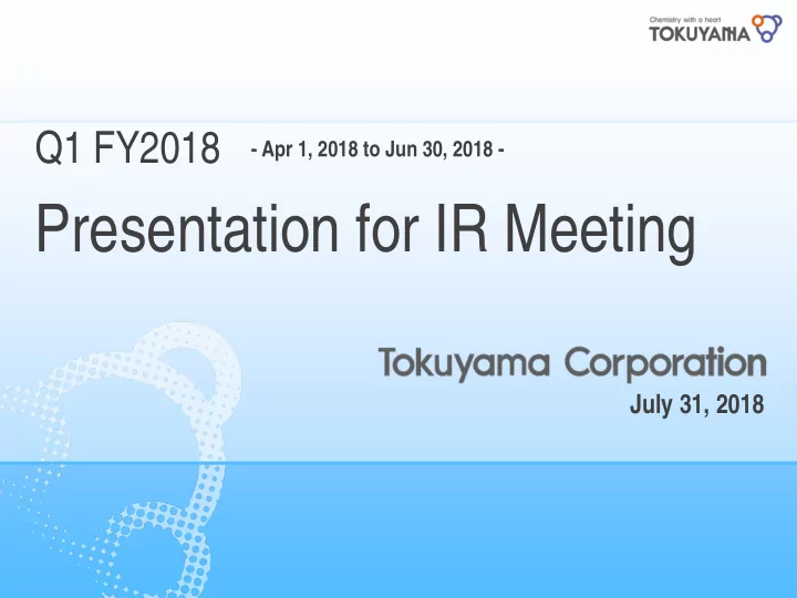presentation for ir meeting