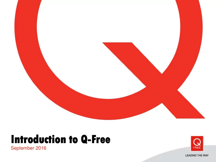 in intro roduc ducti tion n to q q free ree
