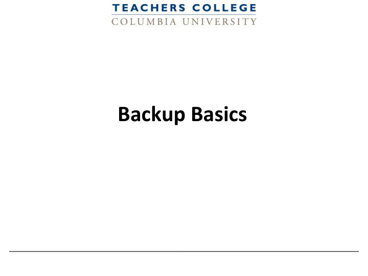 backup basics