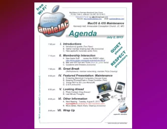 MacOS &amp; iOS Maintenance  MacOS Maintenance  iOS Maintenance  (the iPad will be used as our