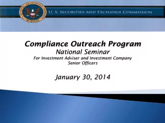 Compliance Outreach Program  National Seminar  For Investment Adviser and Investment Company