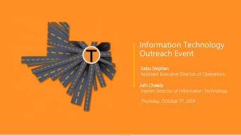 Outreach Event  Sabu  bu Stephe  hen  Assistant Executive Director of Operations  Juhi Chawla  wla