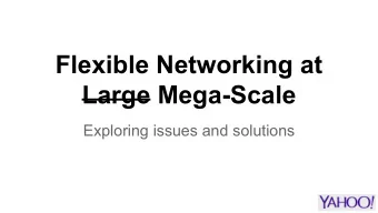 Flexible Networking at  Large Mega-Scale  Exploring issues and solutions  What is Mega-Scale?
