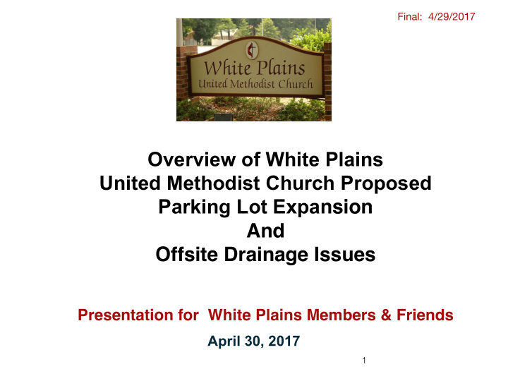 overview of white plains united methodist church proposed