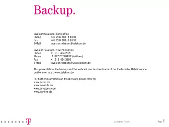 Backup.  Investor Relations, Bonn office  Phone  +49  228  181 - 8 88 80  Fax  +49  228  181 - 8 88