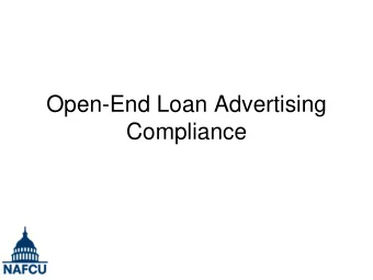 Open-End Loan Advertising  Compliance  John Zasada  Principal  CliftonLarsonAllen  218 790 1086