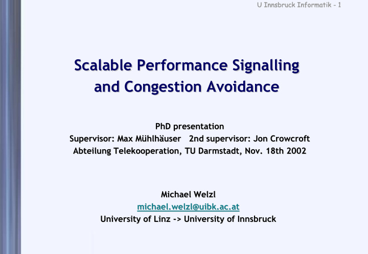 scalable performance performance signalling signalling