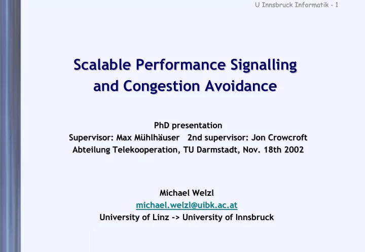 scalable performance performance signalling signalling