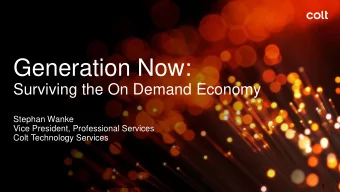 Generation Now:  Surviving the On Demand Economy  Stephan Wanke  Vice President, Professional