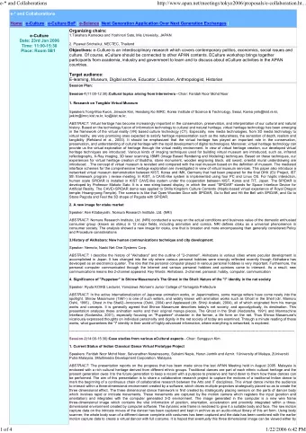 e-* and Collaborations  http://www.apan.net/meetings/tokyo2006/proposals/e-collaboration.ht...  e-*