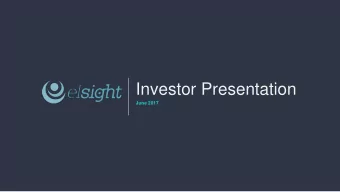 Investor Presentation  June 2017  DISCLAIMER This presentation has been prepared by Elsight