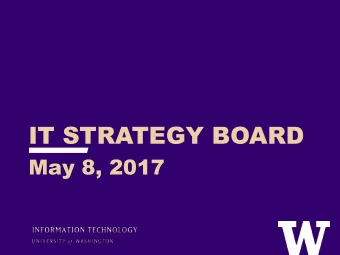 IT STRATEGY BOARD  May 8, 2017  AGENDA &gt; Call to Order &gt; Finance Transformation &gt;