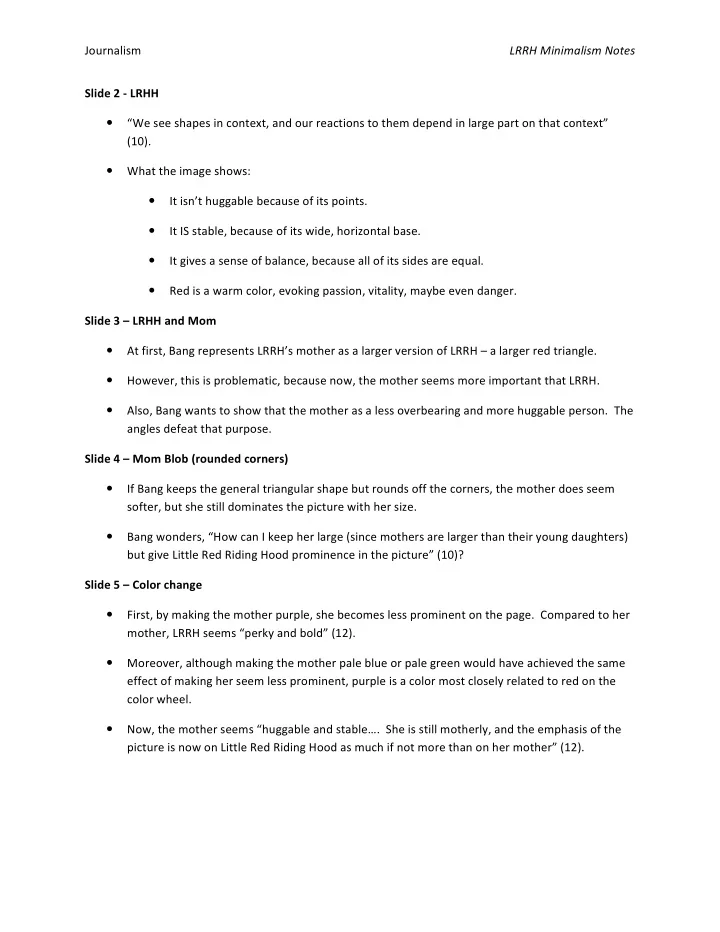 journalism lrrh minimalism notes slide 2 lrhh we see