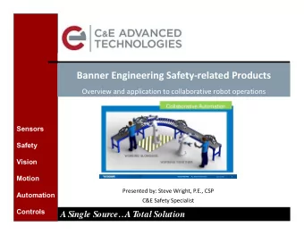 Banner Engineering Safetyrelated Products  Overview and application to collaborative robot