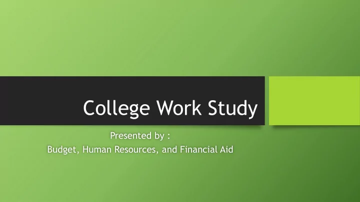 college work study