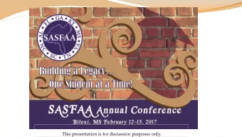 This presentation is for discussion purposes only.  SULA Requirements and  Best Practices