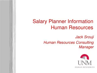 Salary Planner Information  Human Resources  Jack Srouji  Human Resources Consulting  Manager