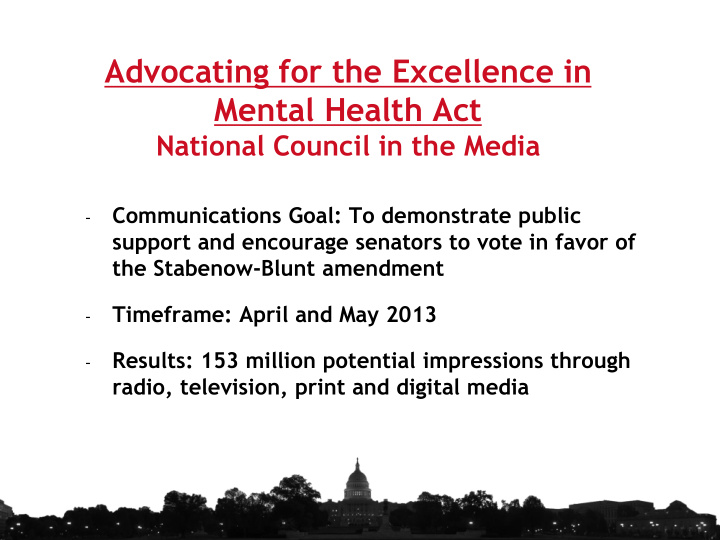 advocating for the excellence in mental health act