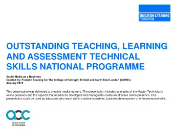 OUTSTANDING TEACHING, LEARNING  AND ASSESSMENT TECHNICAL  SKILLS NATIONAL PROGRAMME  Social Media