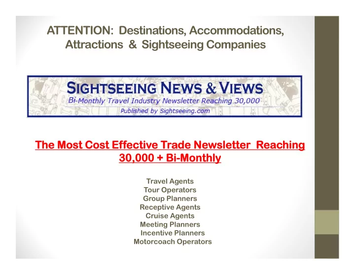 attention destinations accommodations attractions