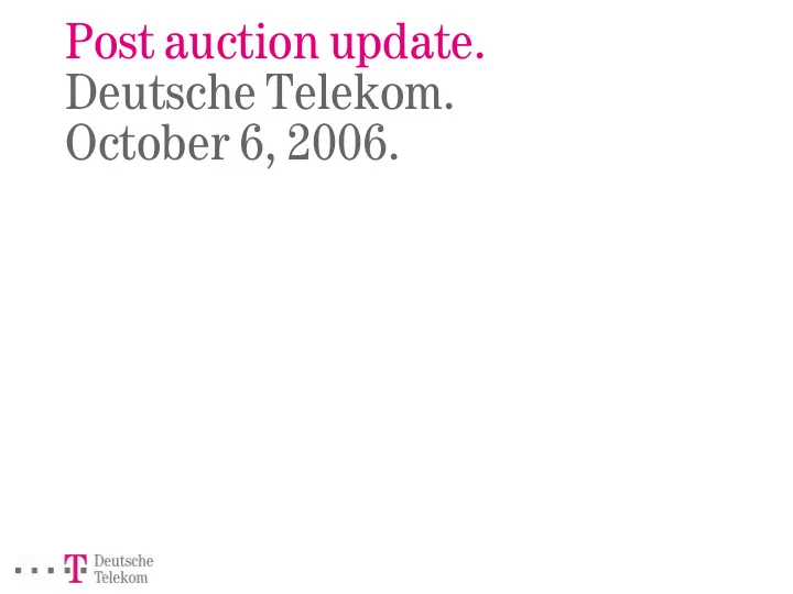 post auction update deutsche telekom october 6 2006
