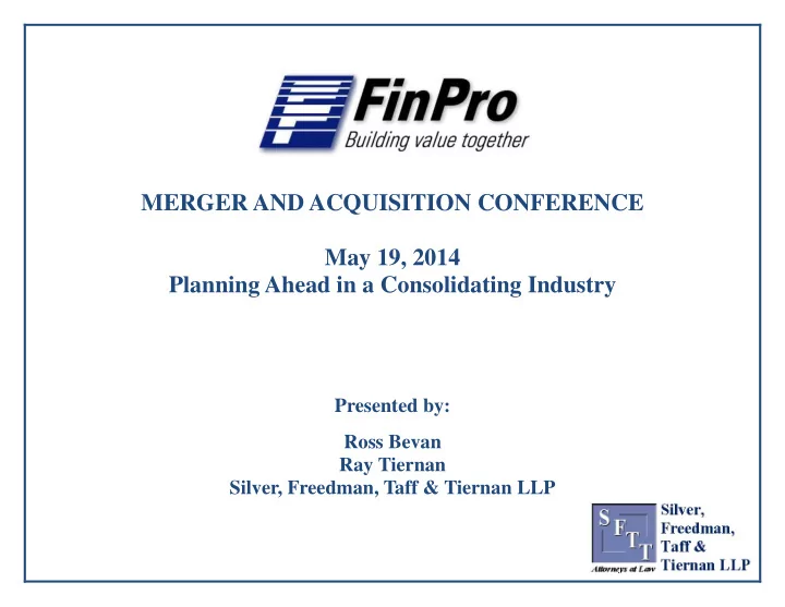 merger and acquisition conference may 19 2014 planning