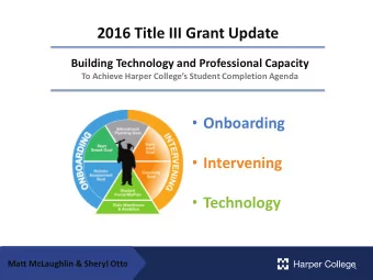 2016 Title III Grant Update  Building Technology and Professional Capacity  To Achieve Harper