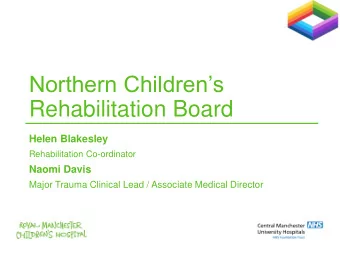 Rehabilitation Board  Helen Blakesley  Rehabilitation Co-ordinator  Naomi Davis  Major Trauma