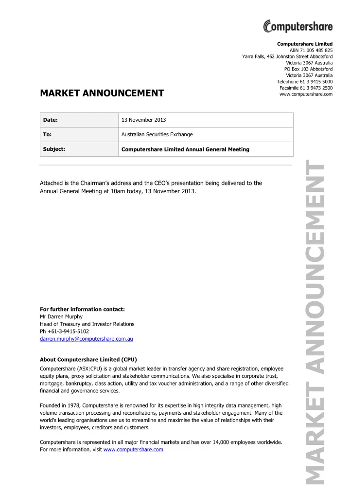 market announcement