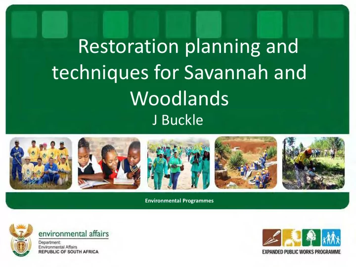 restoration planning and techniques for savannah and