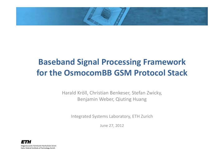 baseband signal processing framework baseband signal