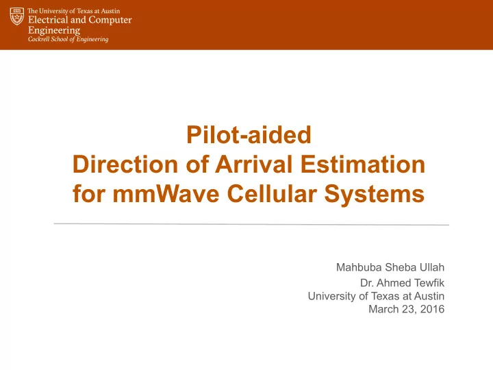 pilot aided direction of arrival estimation for mmwave